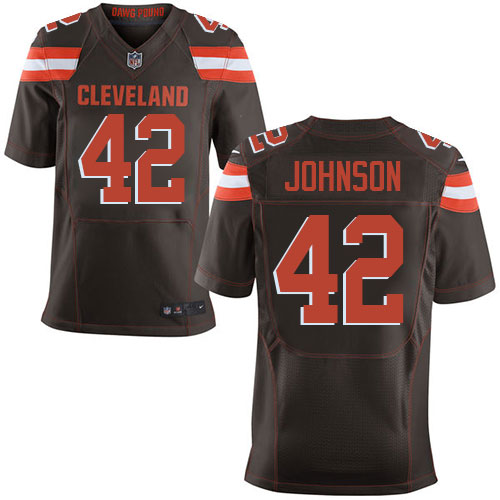 Men's Elite Malcolm Johnson Nike Jersey Brown Home - #42 NFL Cleveland Browns